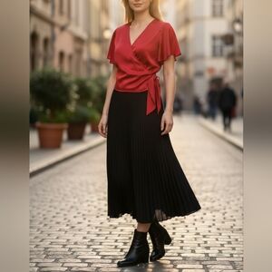 Express Xs Elegant Red Wrap Top